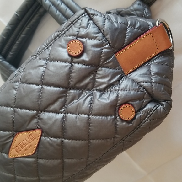 nwot MZ Wallace Steel (Dark Silver) Small Sutton Quilted Nylon Crossbody… - Picture 5 of 11